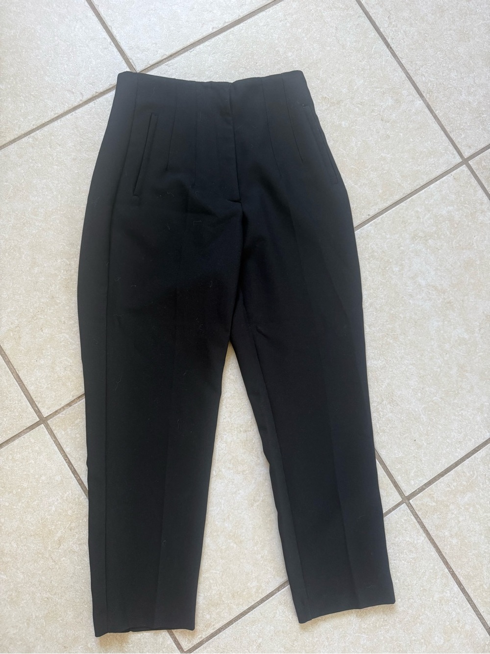 Zara Black High-Rise Tailored Ankle Trousers